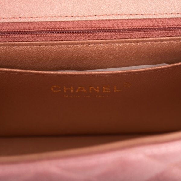 Chanel Mini Rectangular Flap Bag Pink Ombre Metallic Lambskin Light Gold Hardware - Image 3