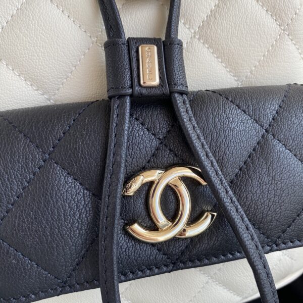 Chanel Mini Black & White Book Bag With Gold Hard Ware - Image 7