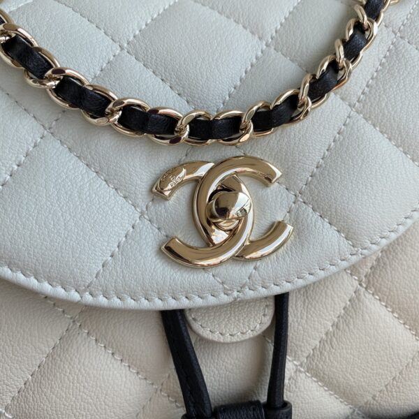 Chanel Mini Black & White Book Bag With Gold Hard Ware - Image 9