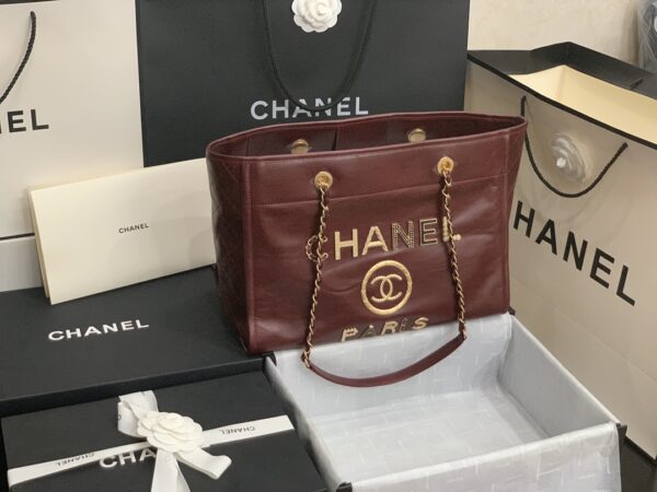 Chanel Mini Tote Maroon With Gold Hard Ware Bag - Image 6