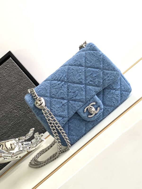 Chanel Cute Mini Camellia Denim | Chanel Cute Mini Camellia Quilted Denim Heart Crush bag For Sale