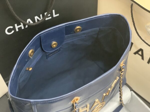 Chanel Mini Tote Blue With Gold Hard Ware Bag - Image 4