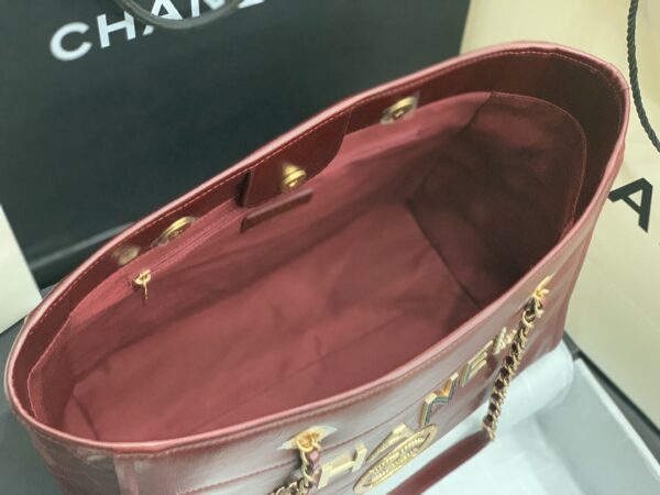 Chanel Mini Tote Maroon With Gold Hard Ware Bag - Image 8