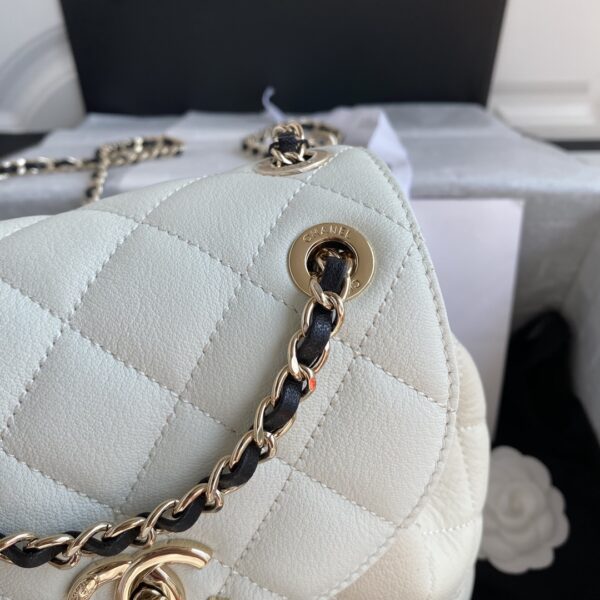 Chanel Mini Black & White Book Bag With Gold Hard Ware - Image 8