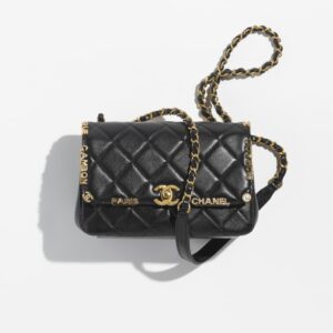 Chanel Mini Flap bag Strass & Gold-Tone Metal Black 