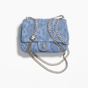 Chanel Mini Flap bag Denim & Silver-Tone Metal Blue