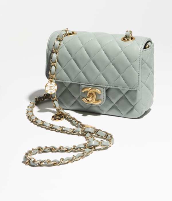 Chanel Mini Flap  Gold-Tone Metal Light Gray bag - Image 2