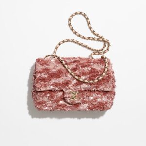 Chanel Cute Flap Mini Bag Sequins & Gold-Tone Metal Light Pink