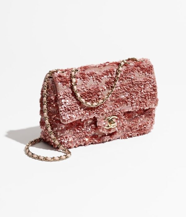 Chanel Cute Flap Mini Bag Sequins & Gold-Tone Metal Light Pink - Image 2