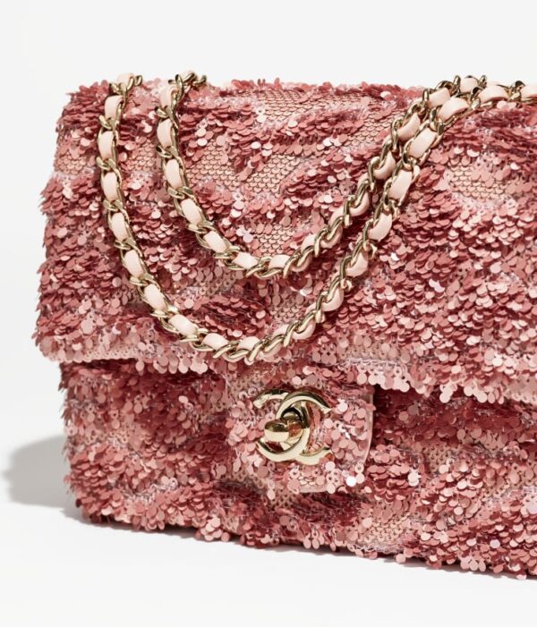 Chanel Cute Flap Mini Bag Sequins & Gold-Tone Metal Light Pink - Image 3