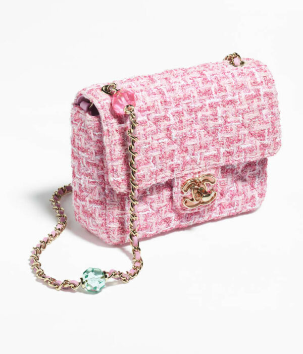 Chanel Cute Flap Mini Bag Dark Pink & White - Image 4