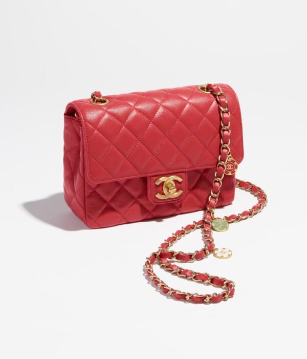 Chanel Mini Flap Gold-Tone Metal Red bag - Image 4