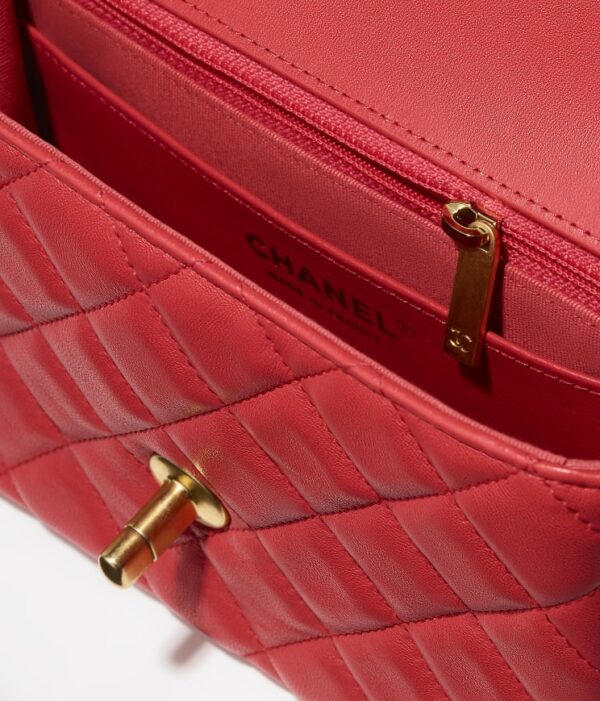 Chanel Mini Flap Gold-Tone Metal Red bag - Image 3