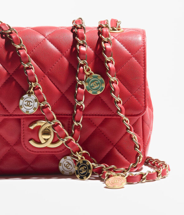 Chanel Mini Flap Gold-Tone Metal Red bag - Image 2