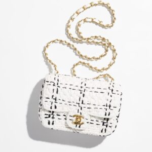 Chanel Cute Mini Flap Bags Gold-Tone Metal White & Black | Buy Chanel Cute Mini Flap Bags Gold-Tone Metal White & Black Online