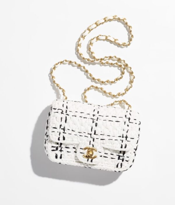 Chanel Cute Mini Flap Bags Gold-Tone Metal White & Black | Buy Chanel Cute Mini Flap Bags Gold-Tone Metal White & Black Online