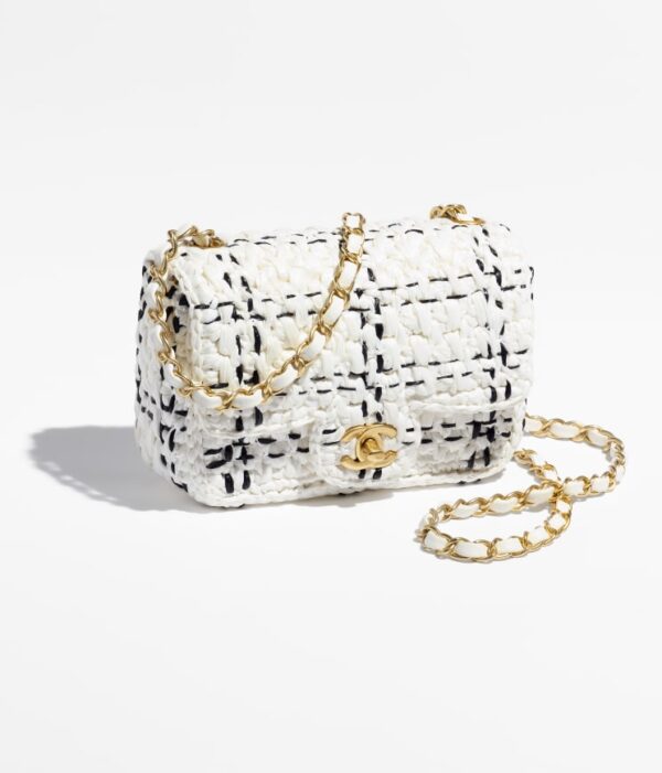 Chanel Cute Mini Flap Bags Gold-Tone Metal White & Black - Image 2