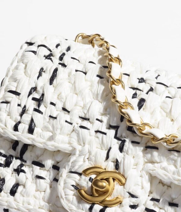 Chanel Cute Mini Flap Bags Gold-Tone Metal White & Black - Image 3