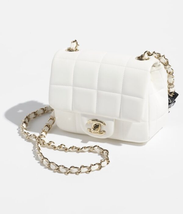 Chanel Mini Flap Gold-Tone Metal White bag - Image 2