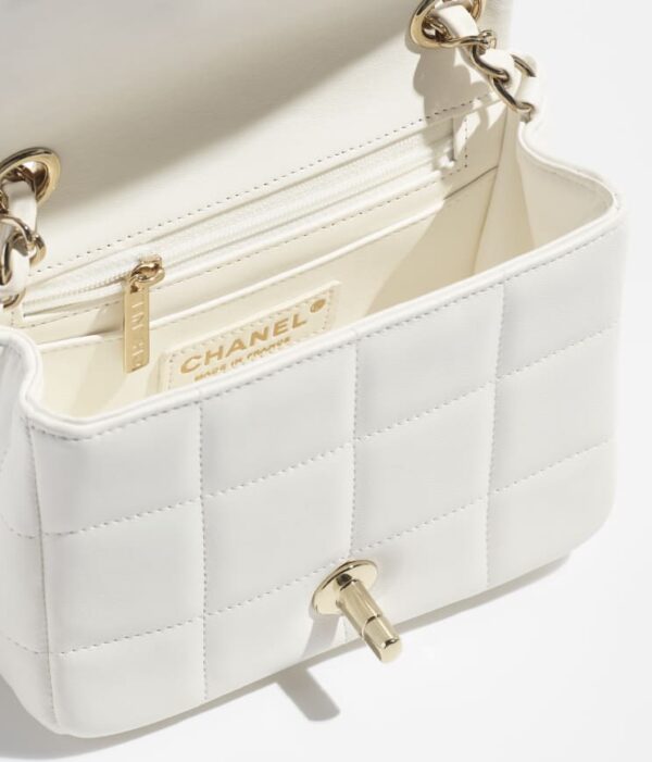 Chanel Mini Flap Gold-Tone Metal White bag - Image 4